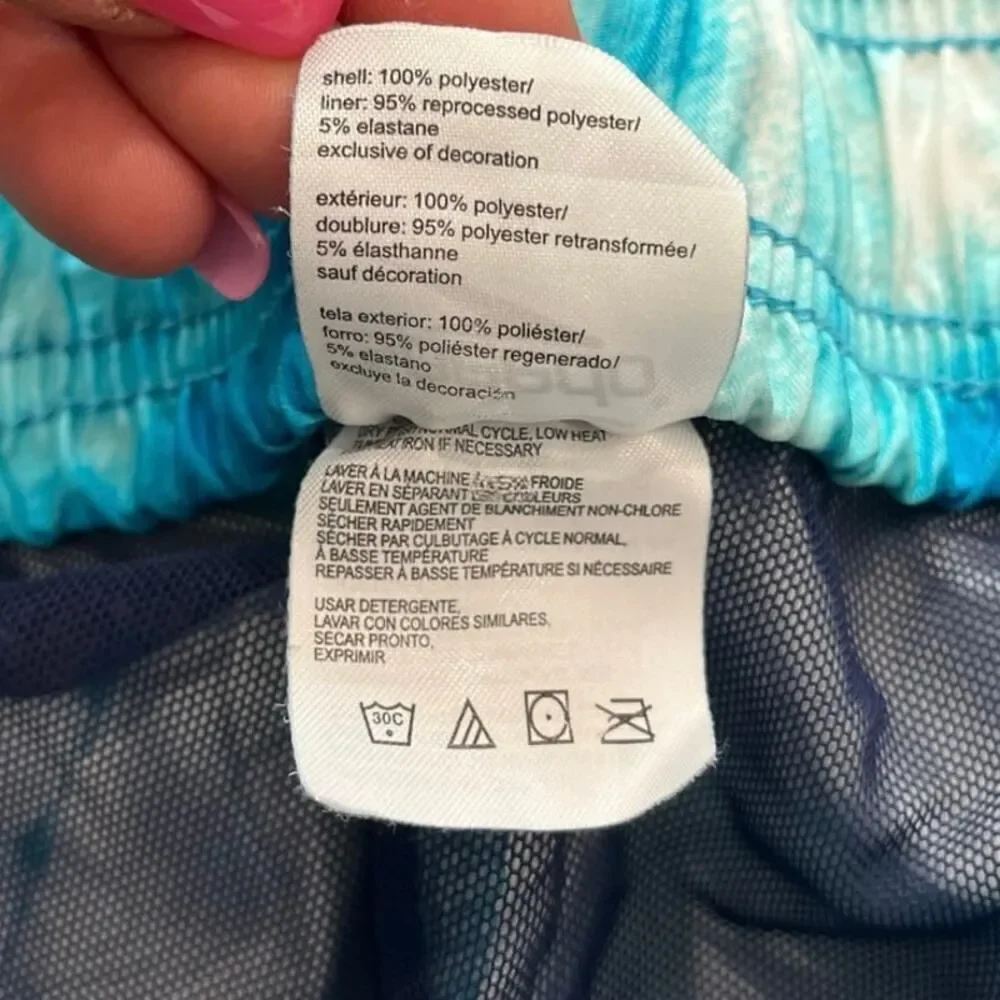 Speedo Mens Tie Dye Swim Trunks Pull-On Elastic Waist Pockets Light Blue Size M